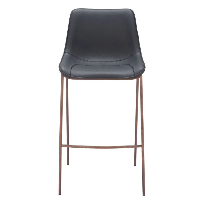 Set of Two 30" Black And Brown Faux Leather And Steel Bar Height Bar Chairs Homeroots Living Room
