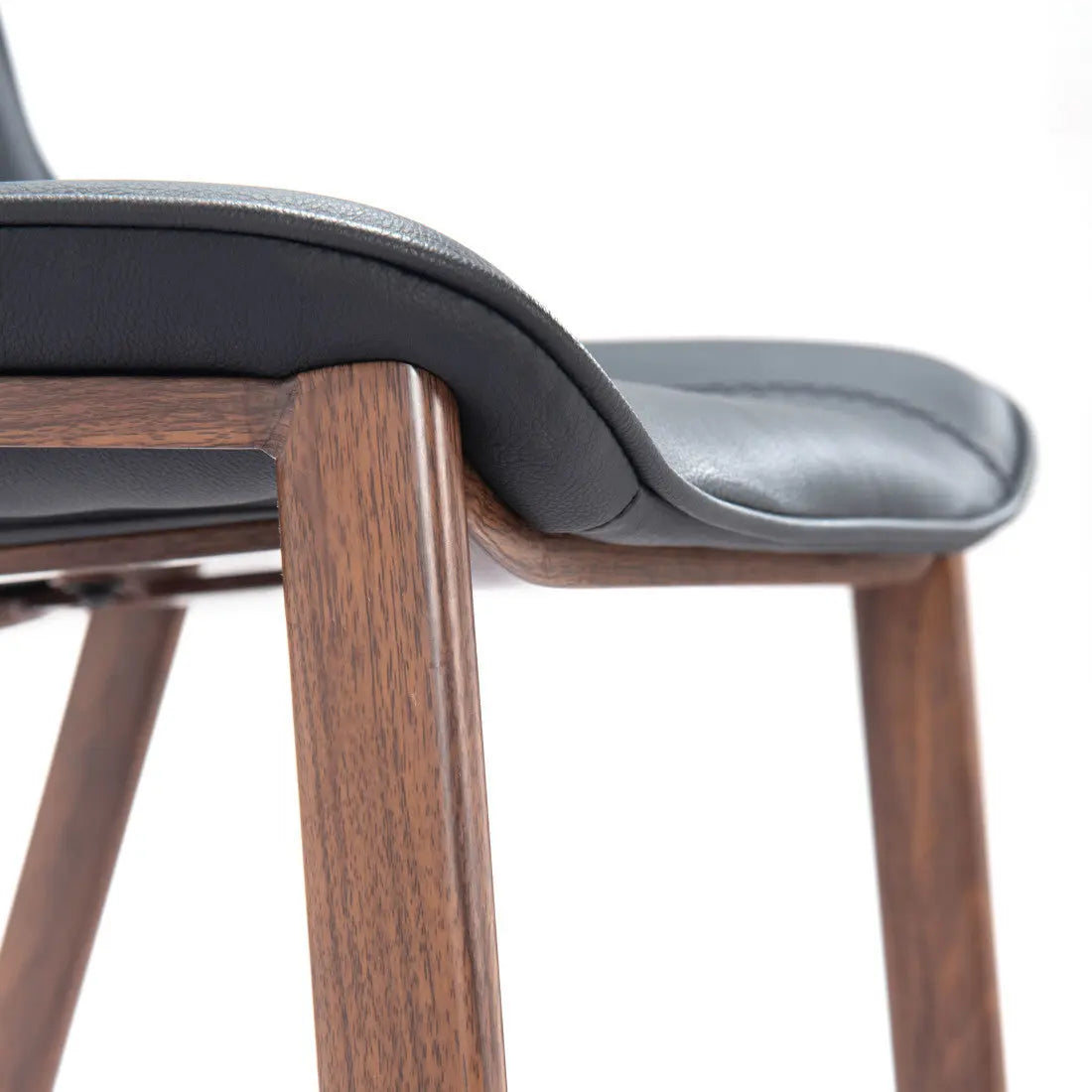 Set of Two 30" Black And Brown Faux Leather And Steel Bar Height Bar Chairs Homeroots Living Room
