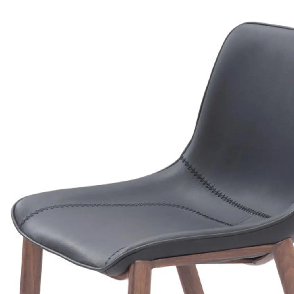 Set of Two 30" Black And Brown Faux Leather And Steel Bar Height Bar Chairs Homeroots Living Room