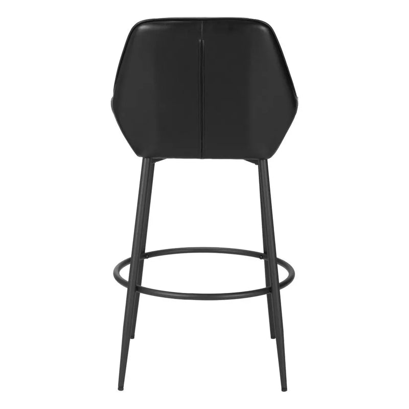 Set of Two 30" Black Faux Leather And Steel Bar Height Bar Chairs Homeroots Living Room