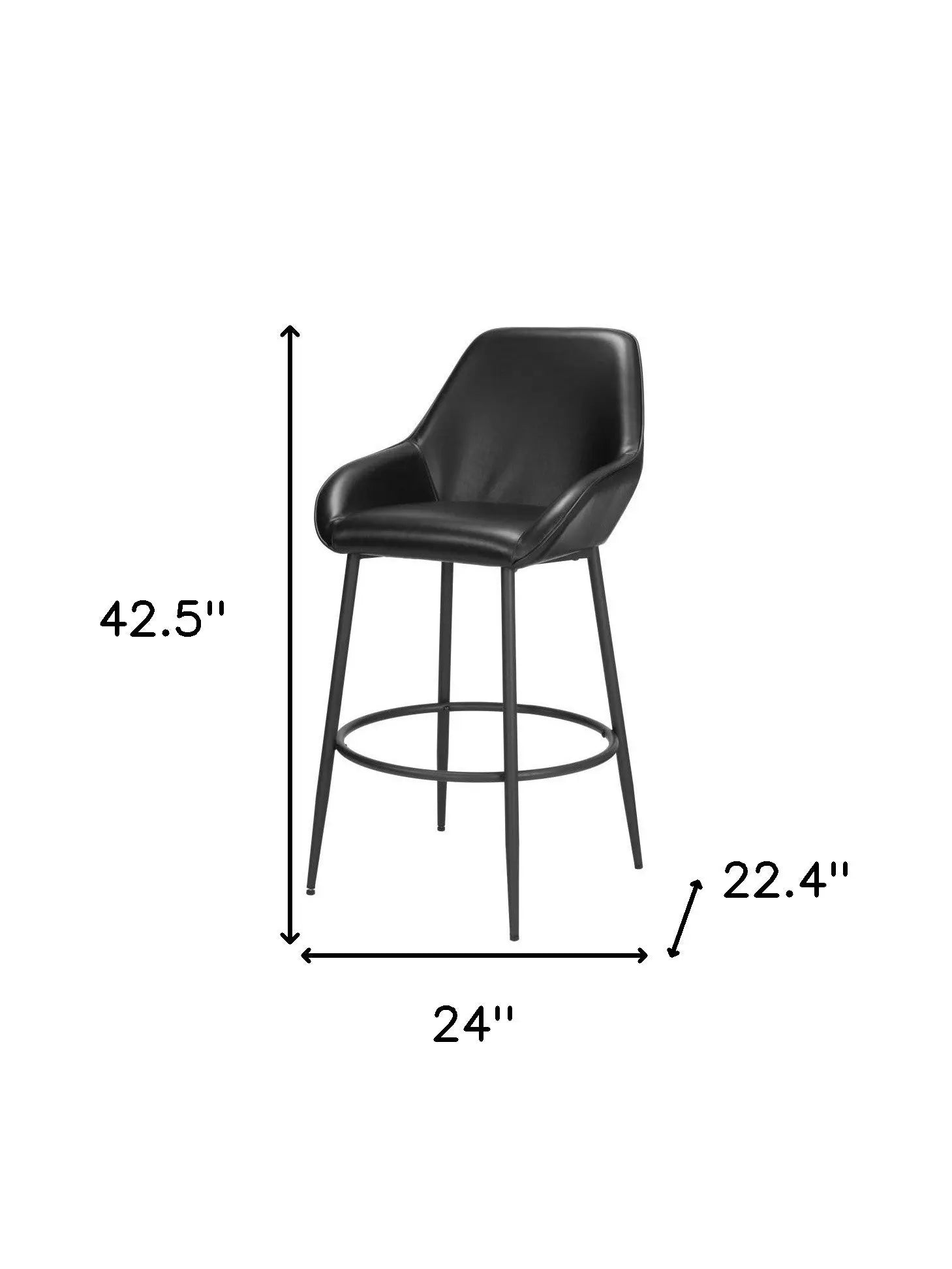 Set of Two 30" Black Faux Leather And Steel Bar Height Bar Chairs Homeroots Living Room
