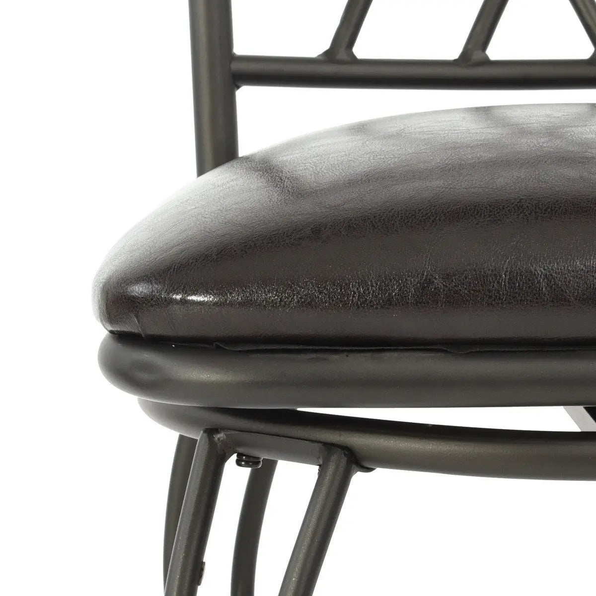 Set of Two 30" Black Faux Leather And Steel Swivel Bar Height Bar Chairs Homeroots Living Room