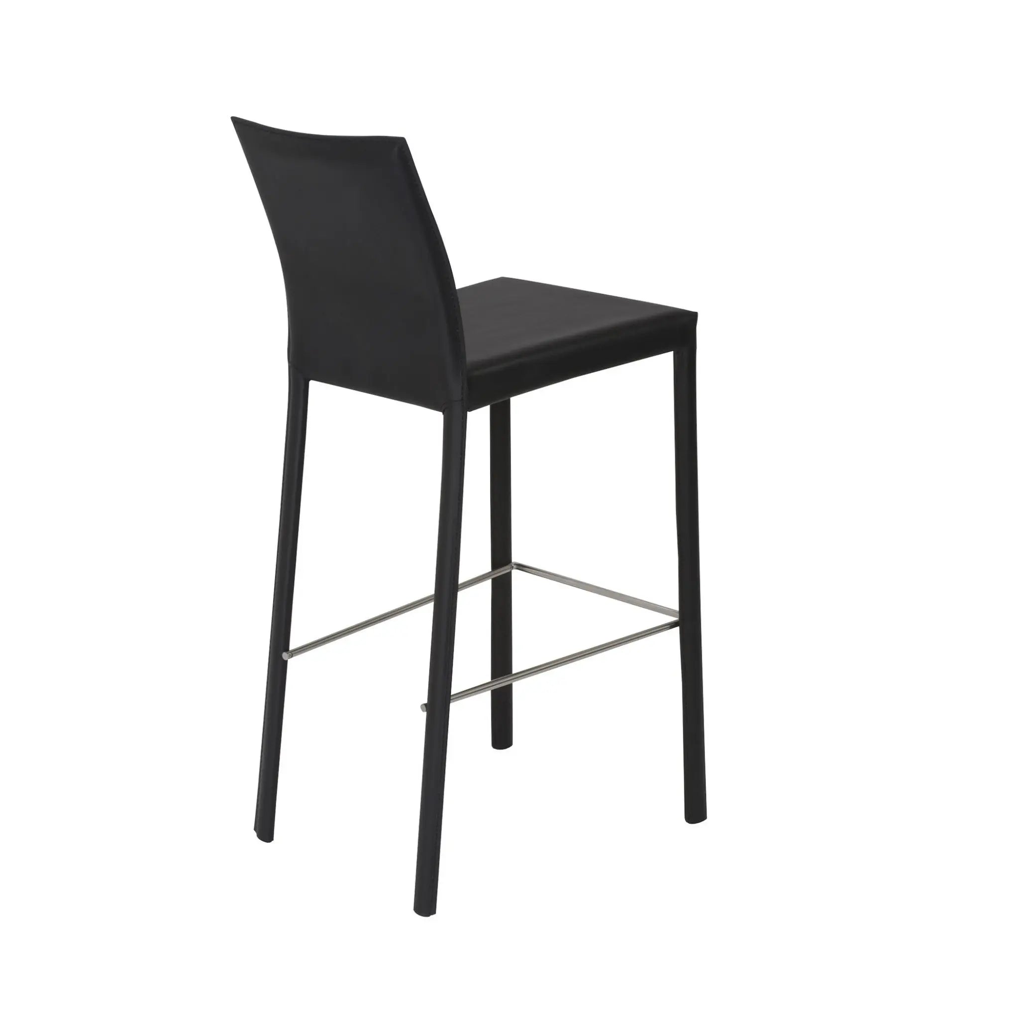 Set of Two 30" Black Faux Leather and Steel Bar Height Bar Chairs Homeroots Living Room