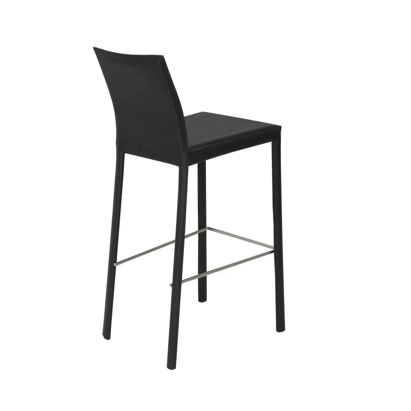 Set of Two 30" Black Faux Leather and Steel Bar Height Bar Chairs Homeroots Living Room