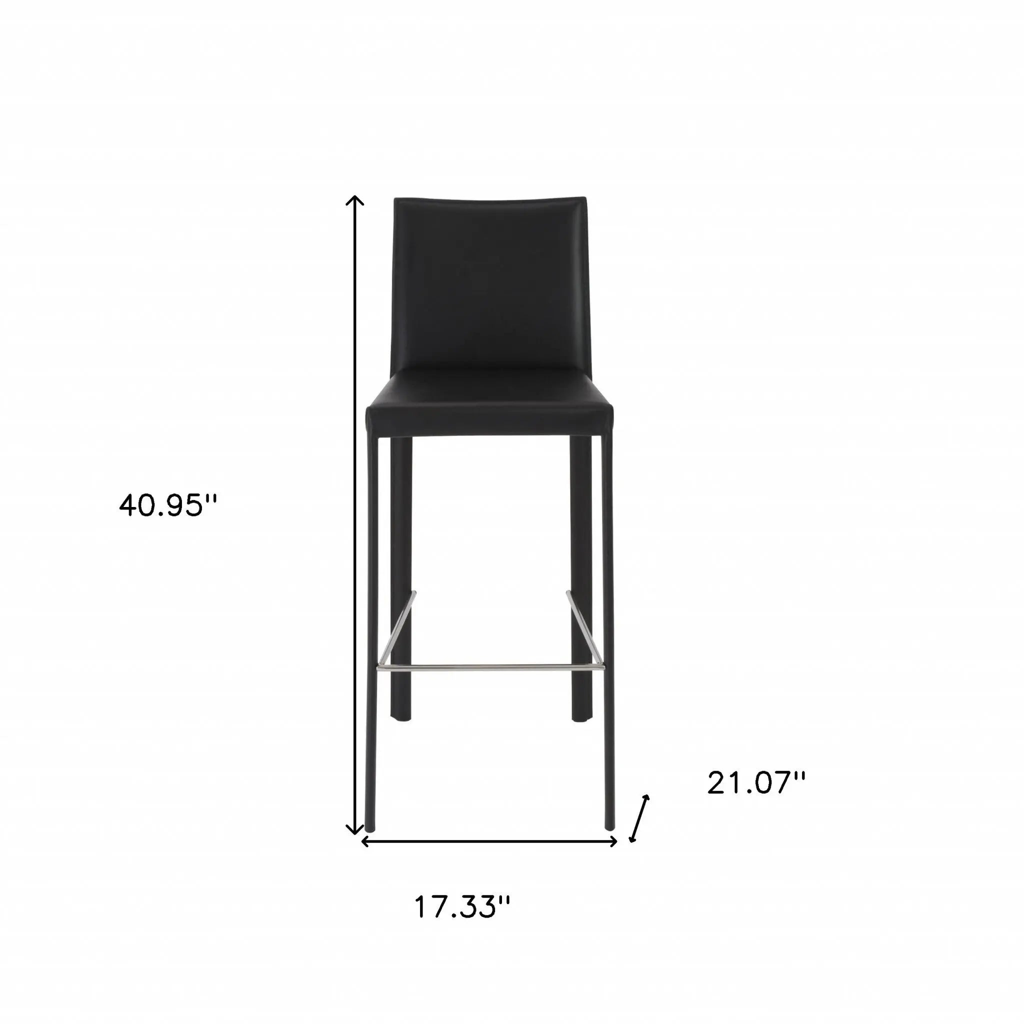 Set of Two 30" Black Faux Leather and Steel Bar Height Bar Chairs Homeroots Living Room