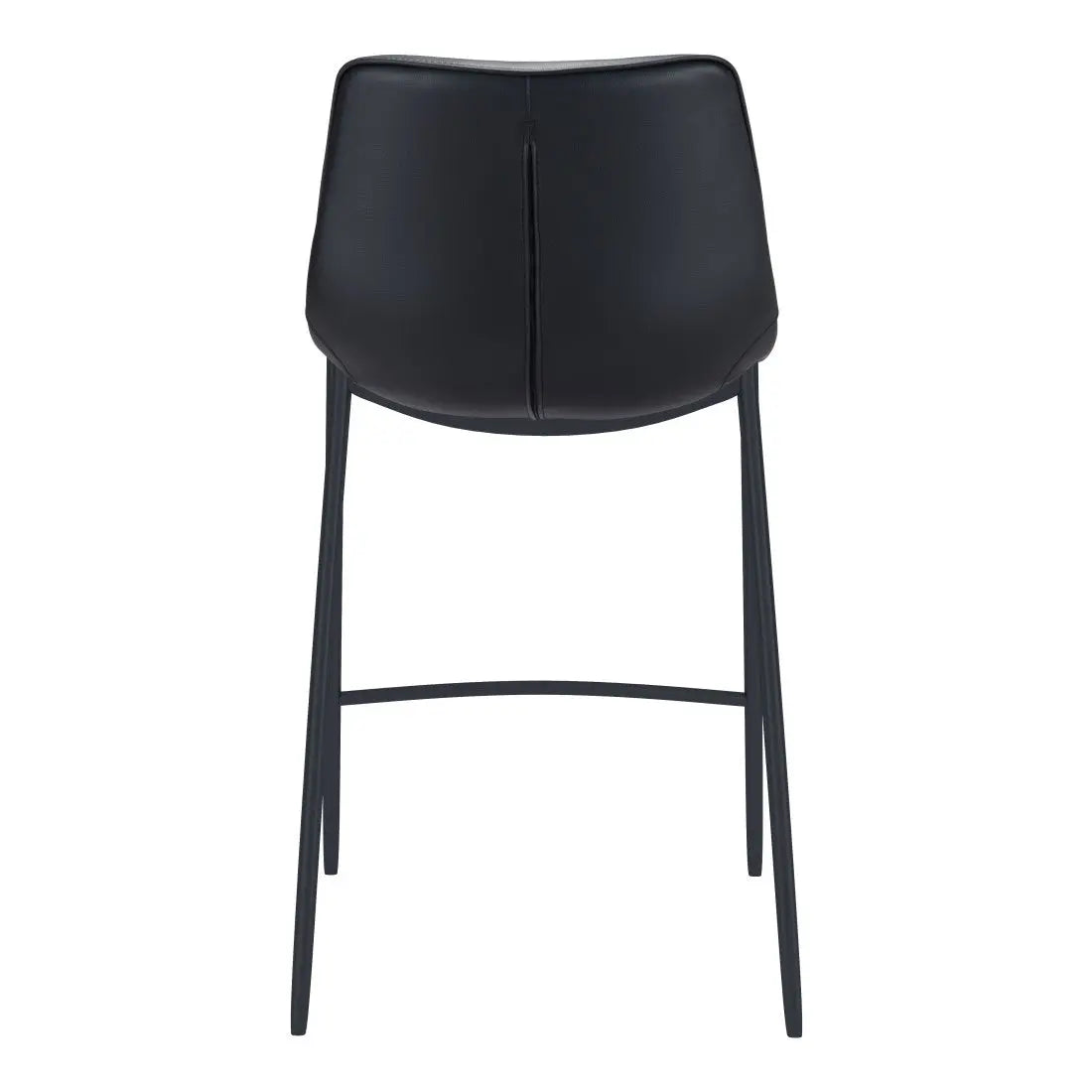 Set of Two 30" Black Faux Leather and Steel Low Back Bar Height Bar Chairs Homeroots Living Room