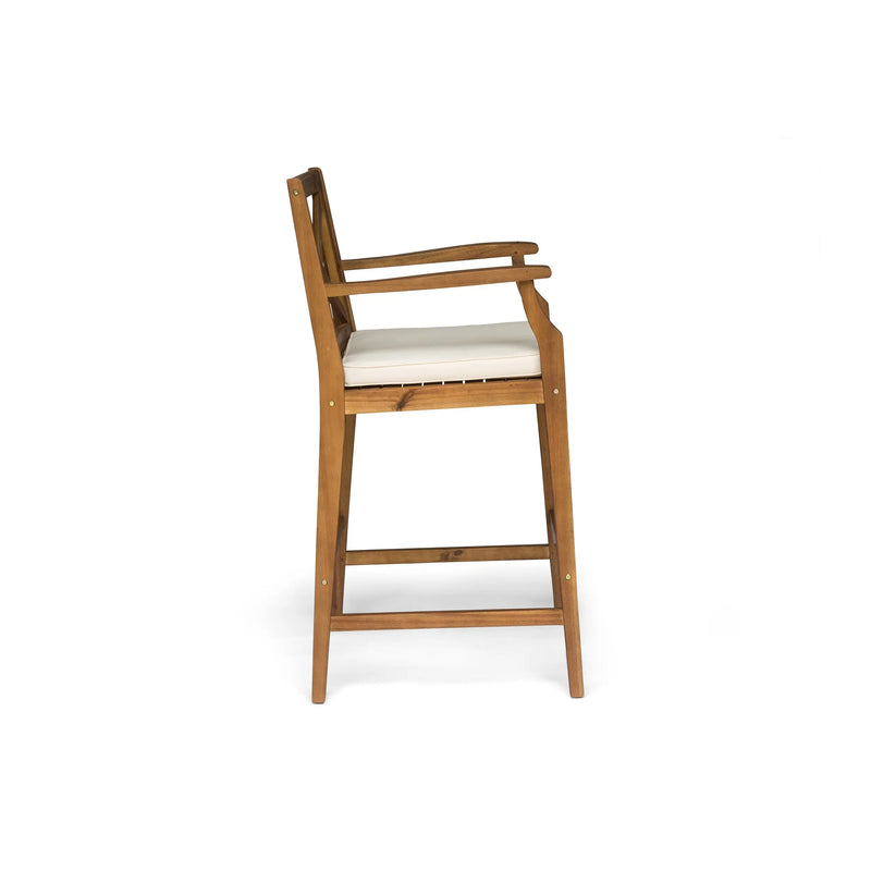 Set of Two 30" Brown Solid Wood Outdoor Bar Height Chairs Homeroots Outdoor