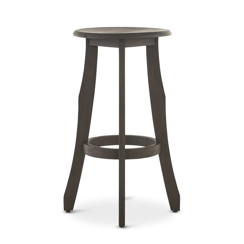 Set of Two 30" Dark Gray Solid Wood Backless Outdoor Bar Height Chairs Homeroots Outdoor
