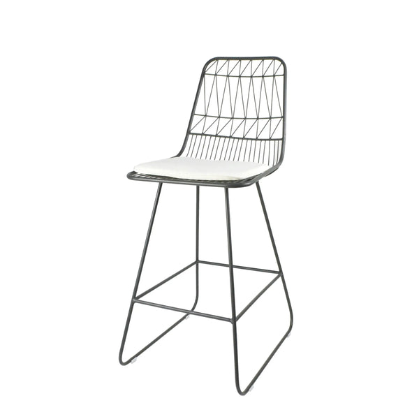 Set of Two 30" Gray Iron Outdoor Bar Height Chairs Homeroots Outdoor