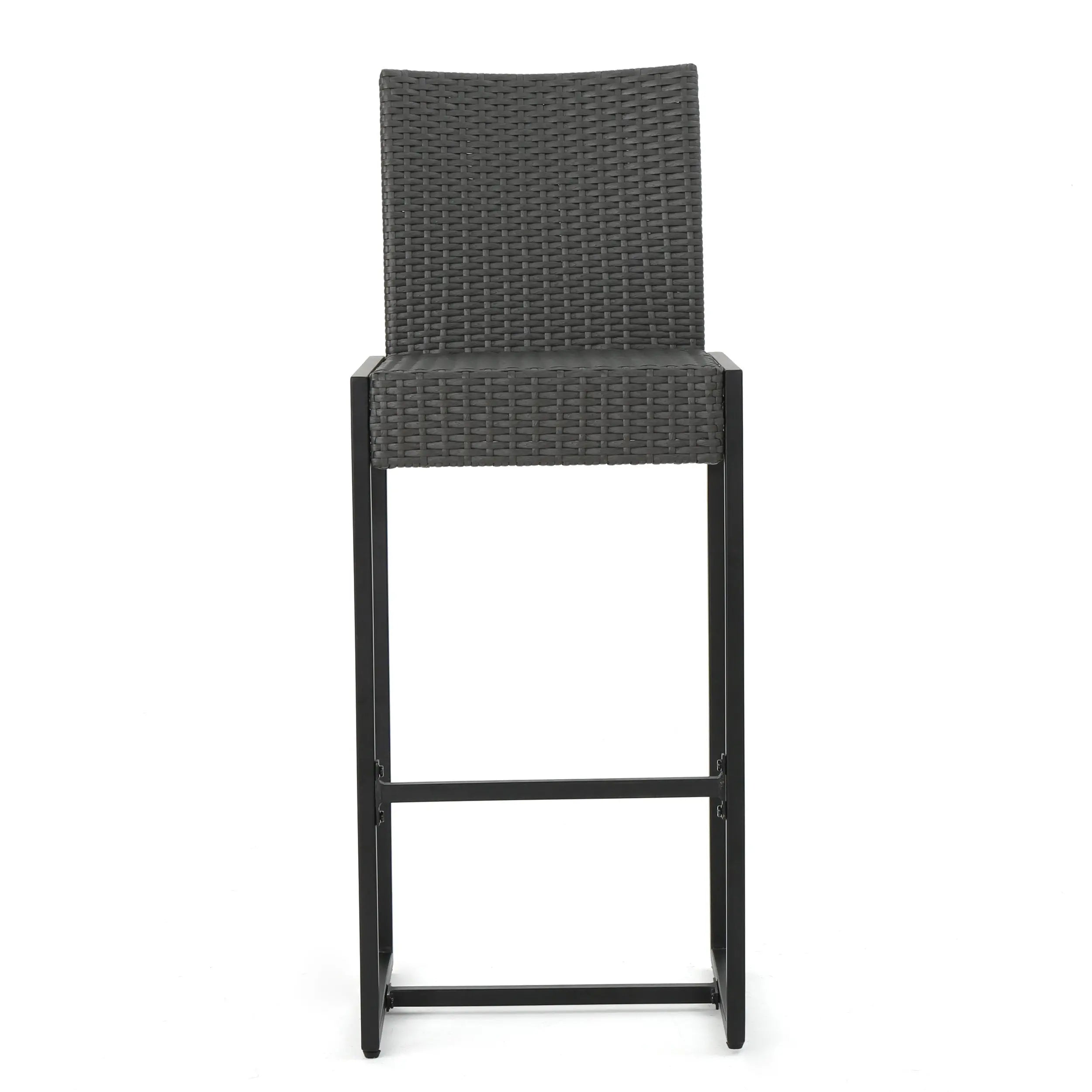 Set of Two 30" Gray Iron Outdoor Bar Height Chairs Homeroots Outdoor