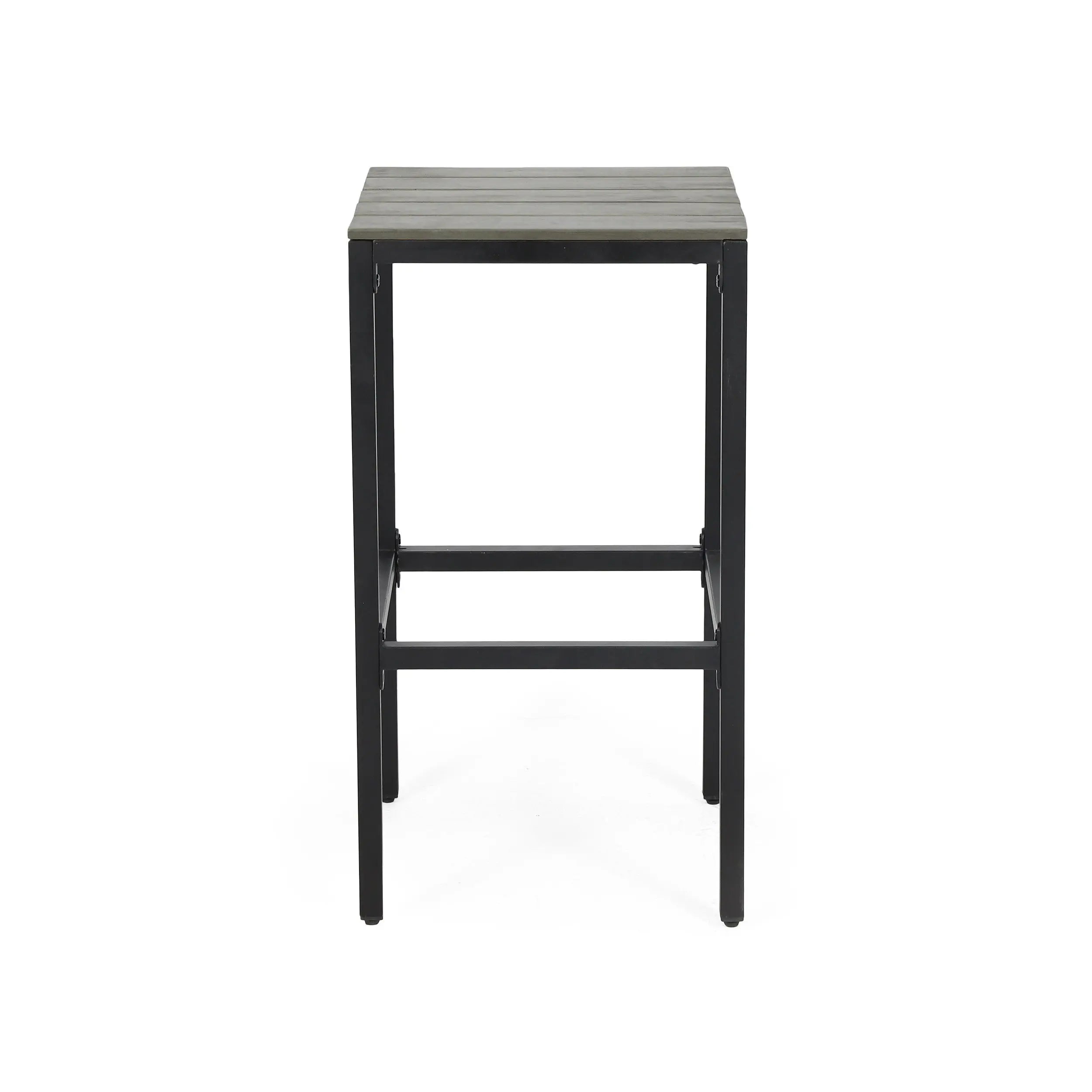 Set of Two 30" Gray Solid Wood Backless Outdoor Bar Height Chairs Homeroots Outdoor
