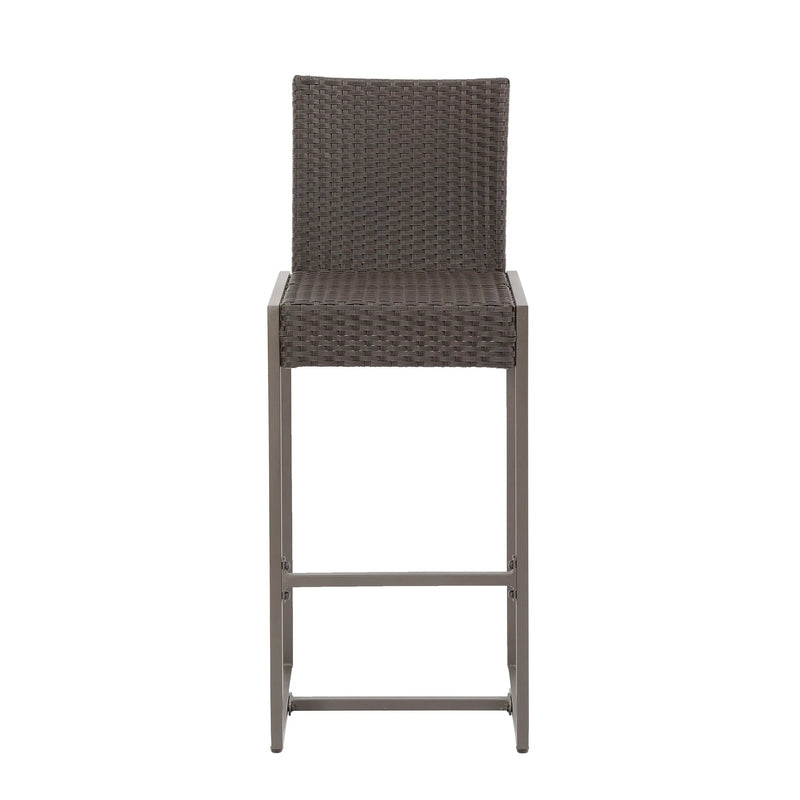 Set of Two 30" Gray and Dark Brown Iron Outdoor Bar Height Chairs Homeroots Outdoor