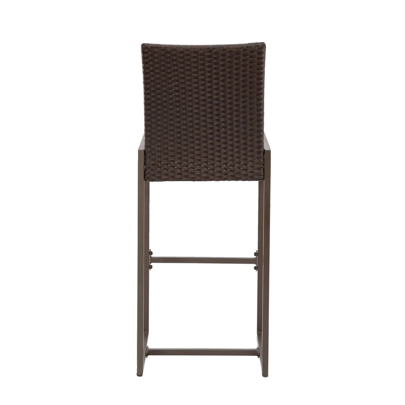 Set of Two 30" Gray and Dark Brown Iron Outdoor Bar Height Chairs Homeroots Outdoor