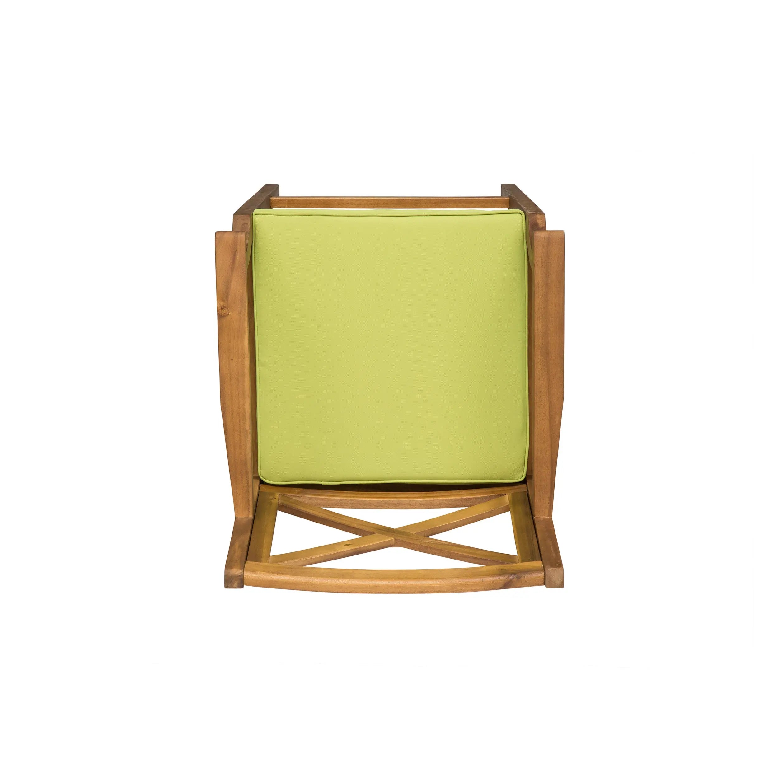 Set of Two 30" Natural and Green Solid Wood Outdoor Bar Height Chairs Homeroots Outdoor