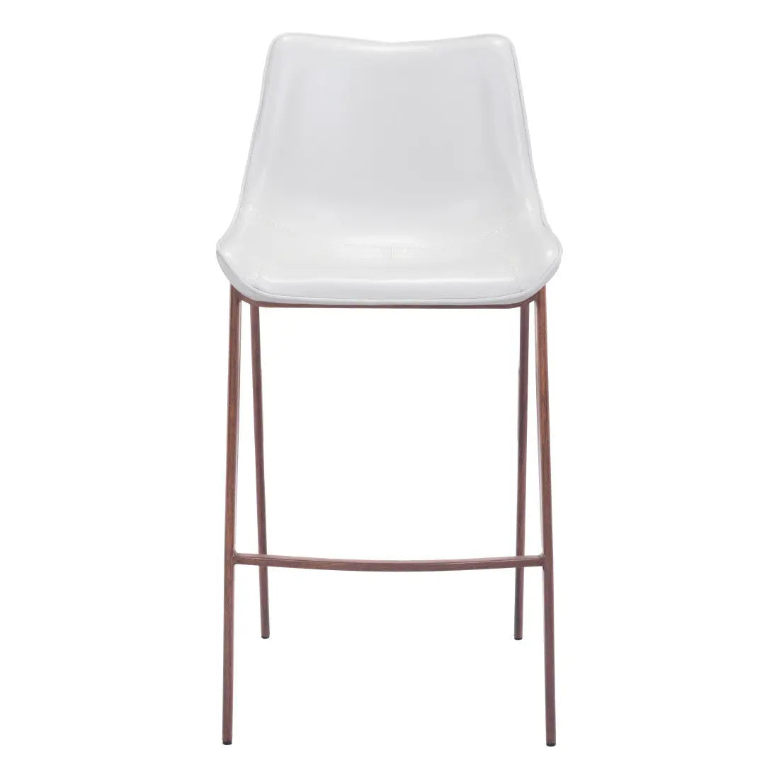 Set of Two 30" White And Brown Steel Low Back Bar Height Bar Chairs Homeroots Living Room