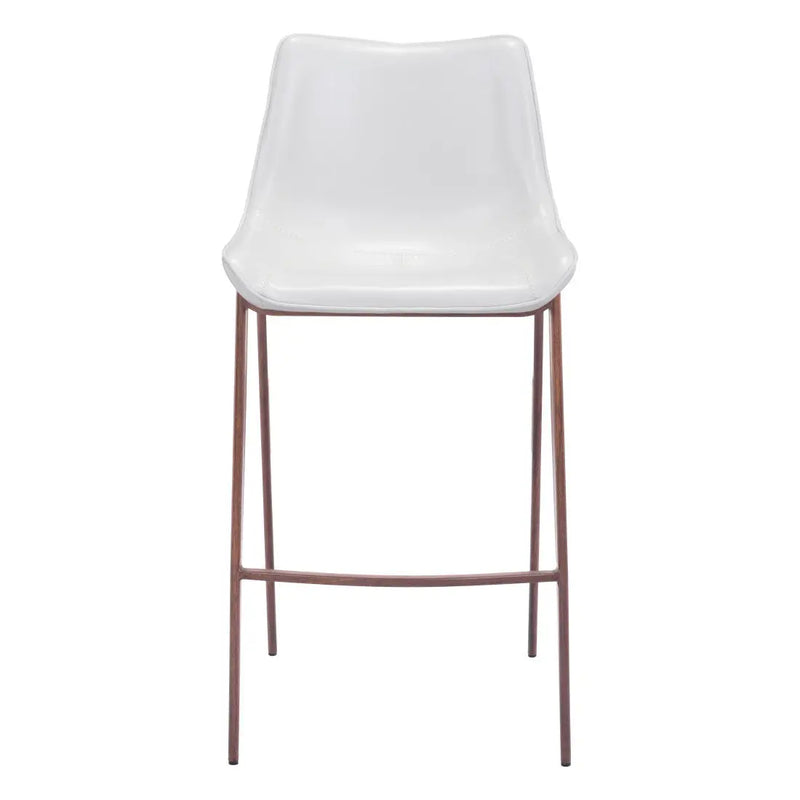 Set of Two 30" White And Brown Steel Low Back Bar Height Bar Chairs Homeroots Living Room