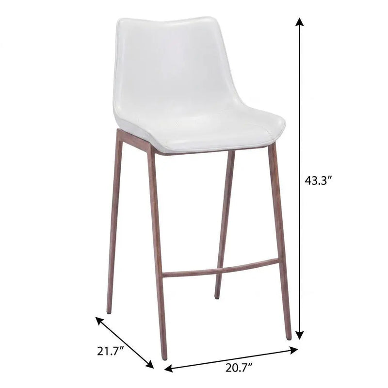 Set of Two 30" White And Brown Steel Low Back Bar Height Bar Chairs Homeroots Living Room