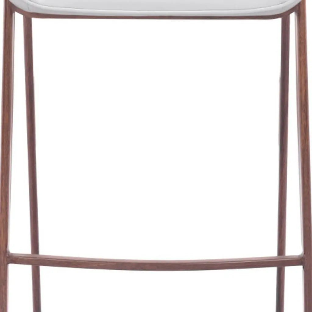 Set of Two 30" White And Brown Steel Low Back Bar Height Bar Chairs Homeroots Living Room
