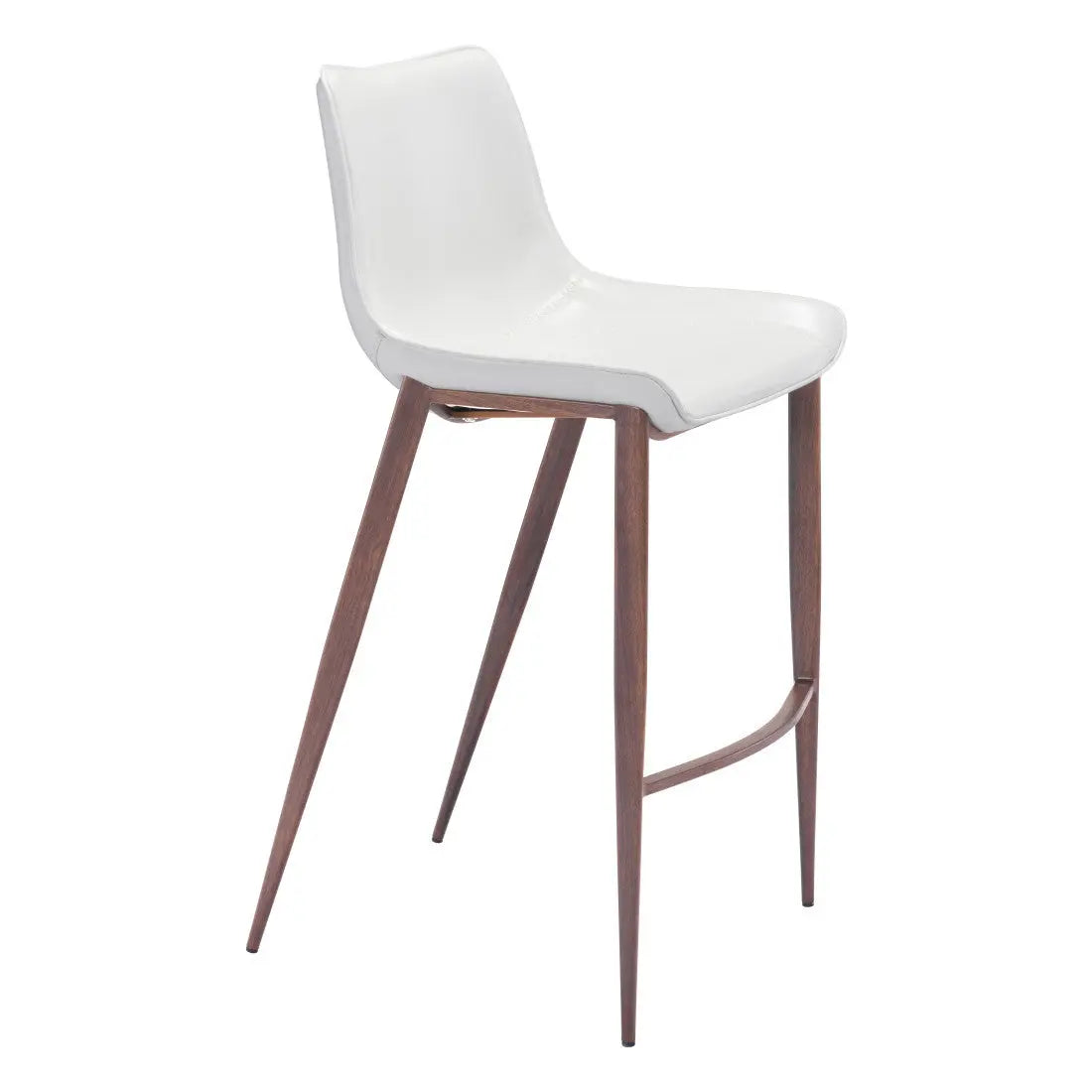 Set of Two 30" White And Brown Steel Low Back Bar Height Bar Chairs Homeroots Living Room