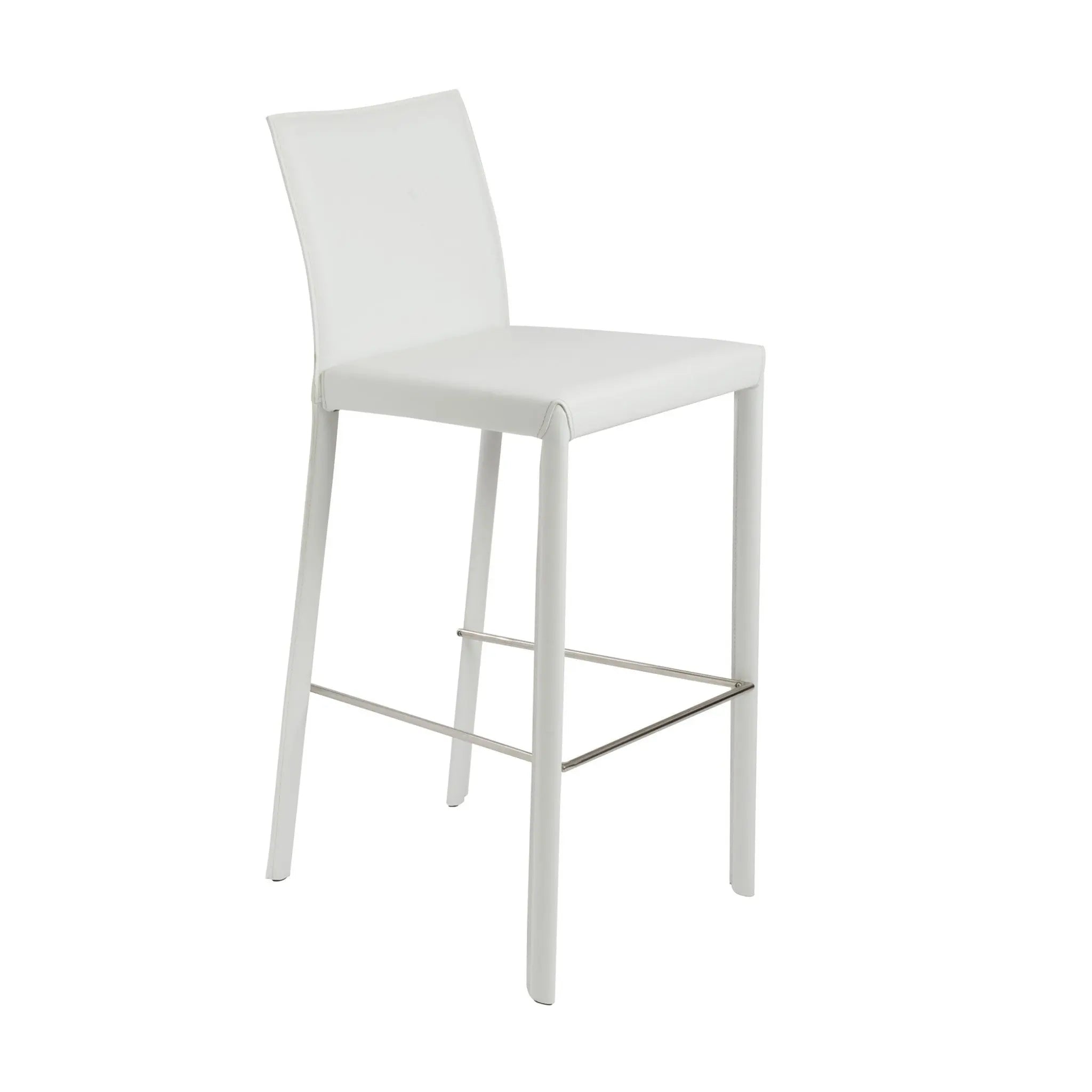 Set of Two 30" White Steel Low Back Bar Height Bar Chairs Homeroots Living Room