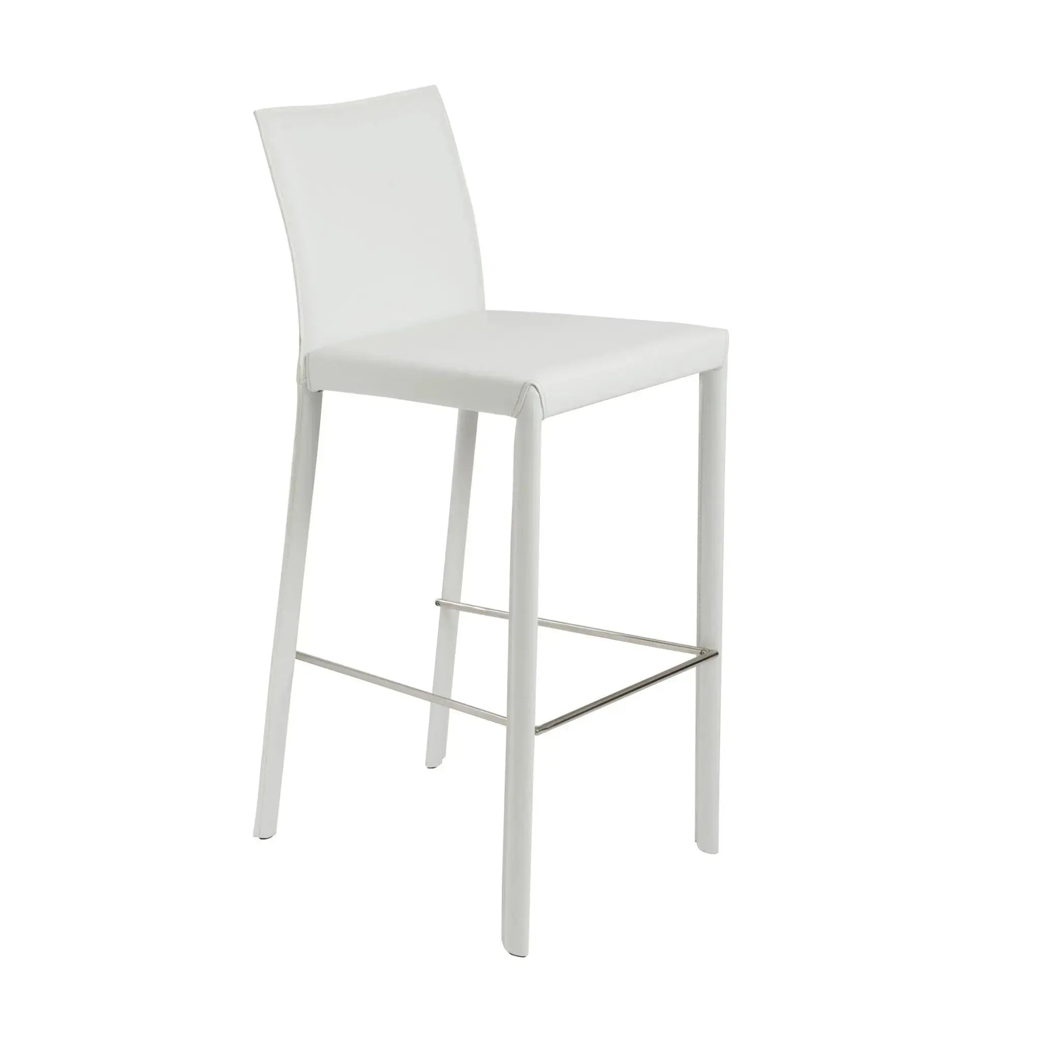 Set of Two 30" White Steel Low Back Bar Height Bar Chairs Homeroots Living Room
