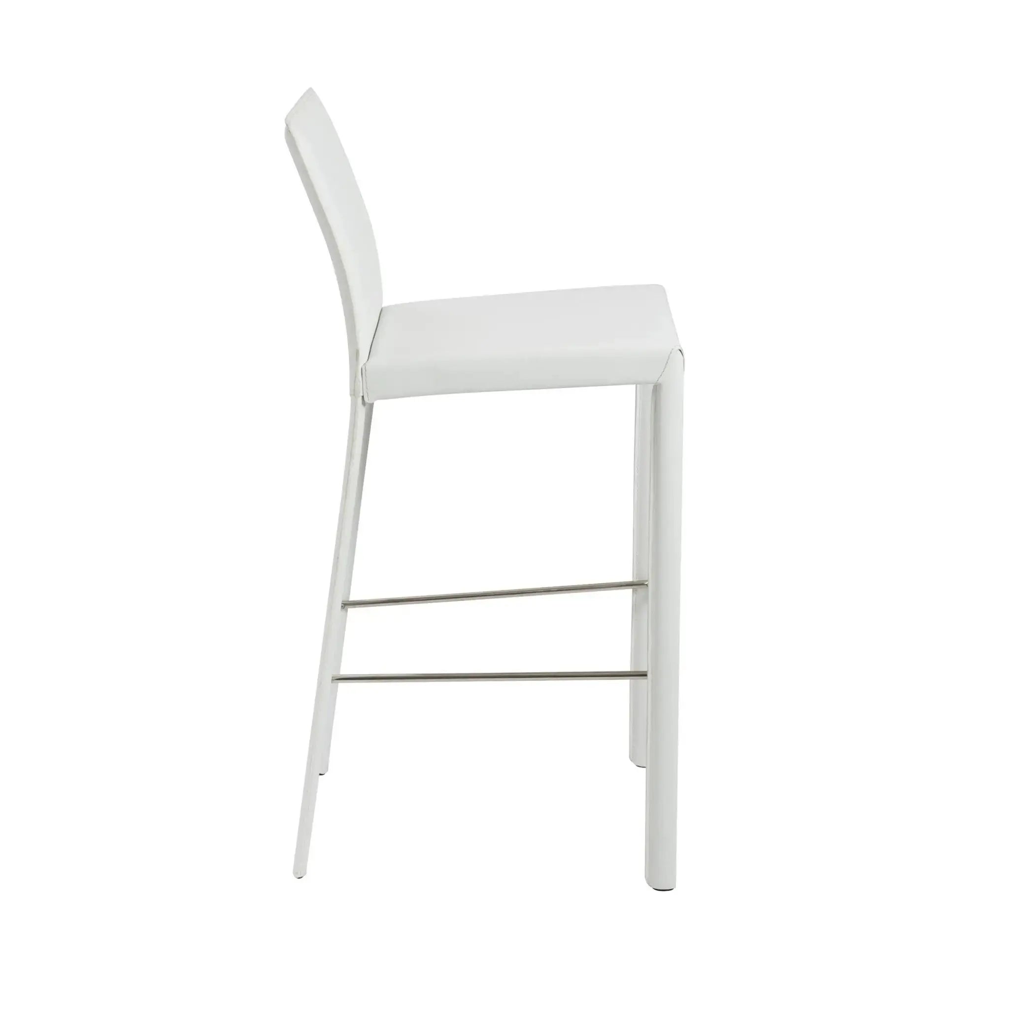 Set of Two 30" White Steel Low Back Bar Height Bar Chairs Homeroots Living Room
