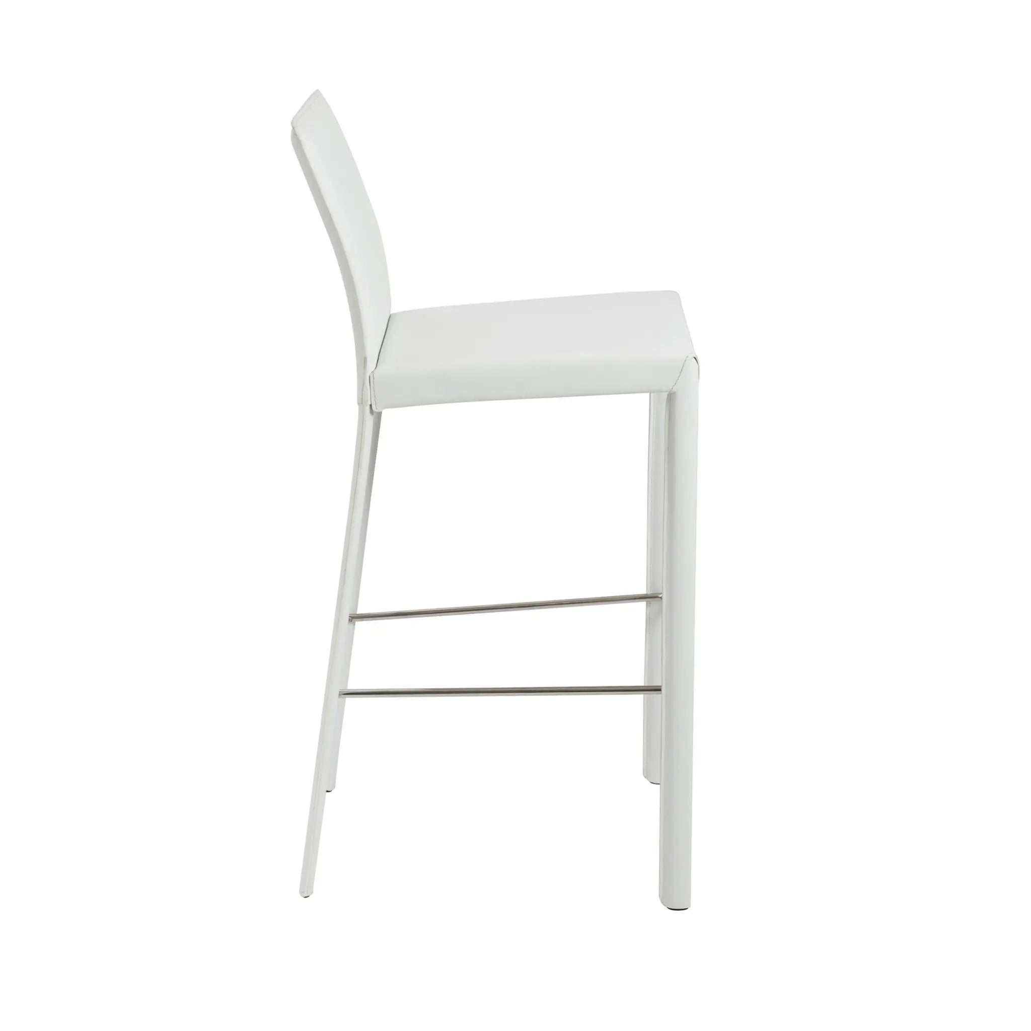 Set of Two 30" White Steel Low Back Bar Height Bar Chairs Homeroots Living Room