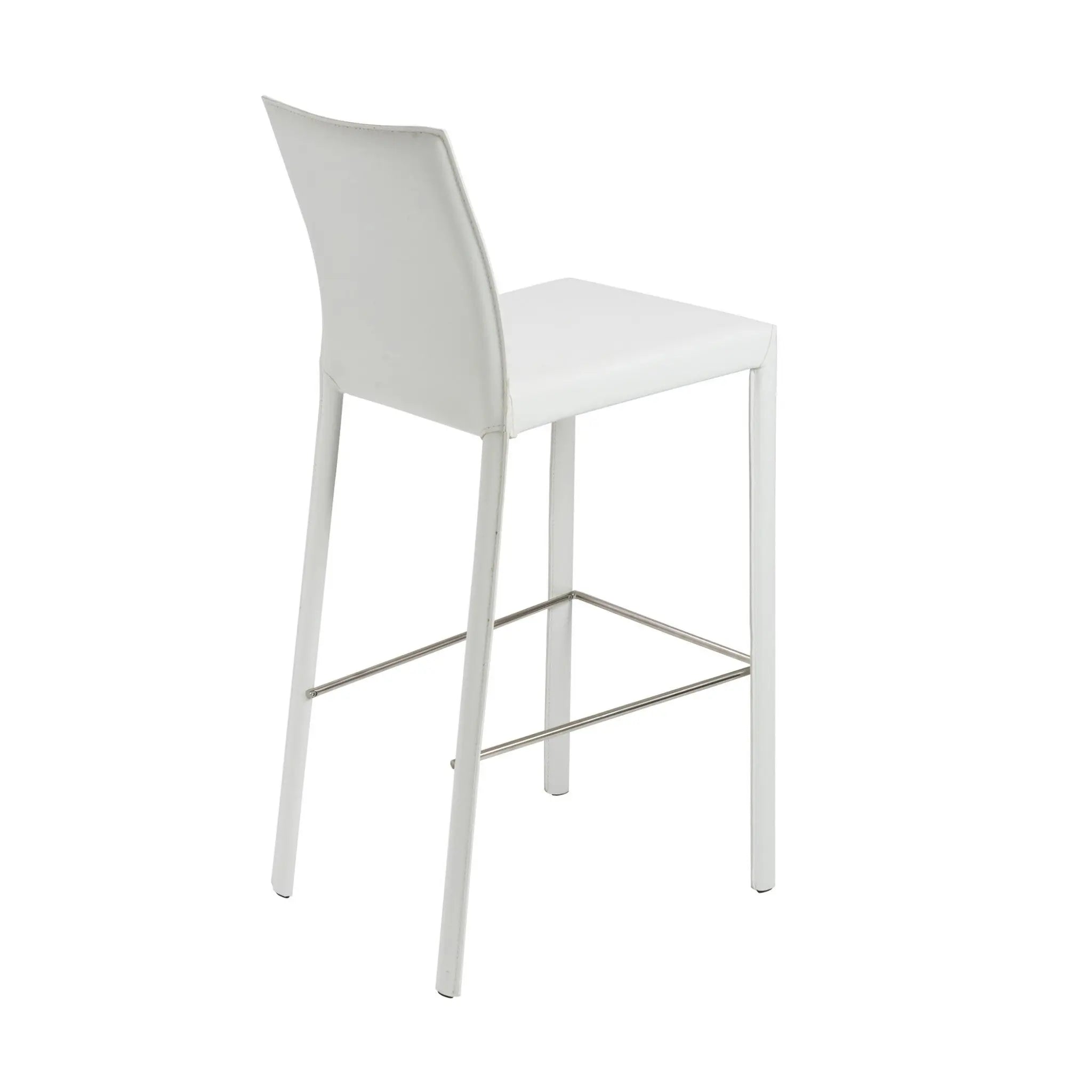 Set of Two 30" White Steel Low Back Bar Height Bar Chairs Homeroots Living Room