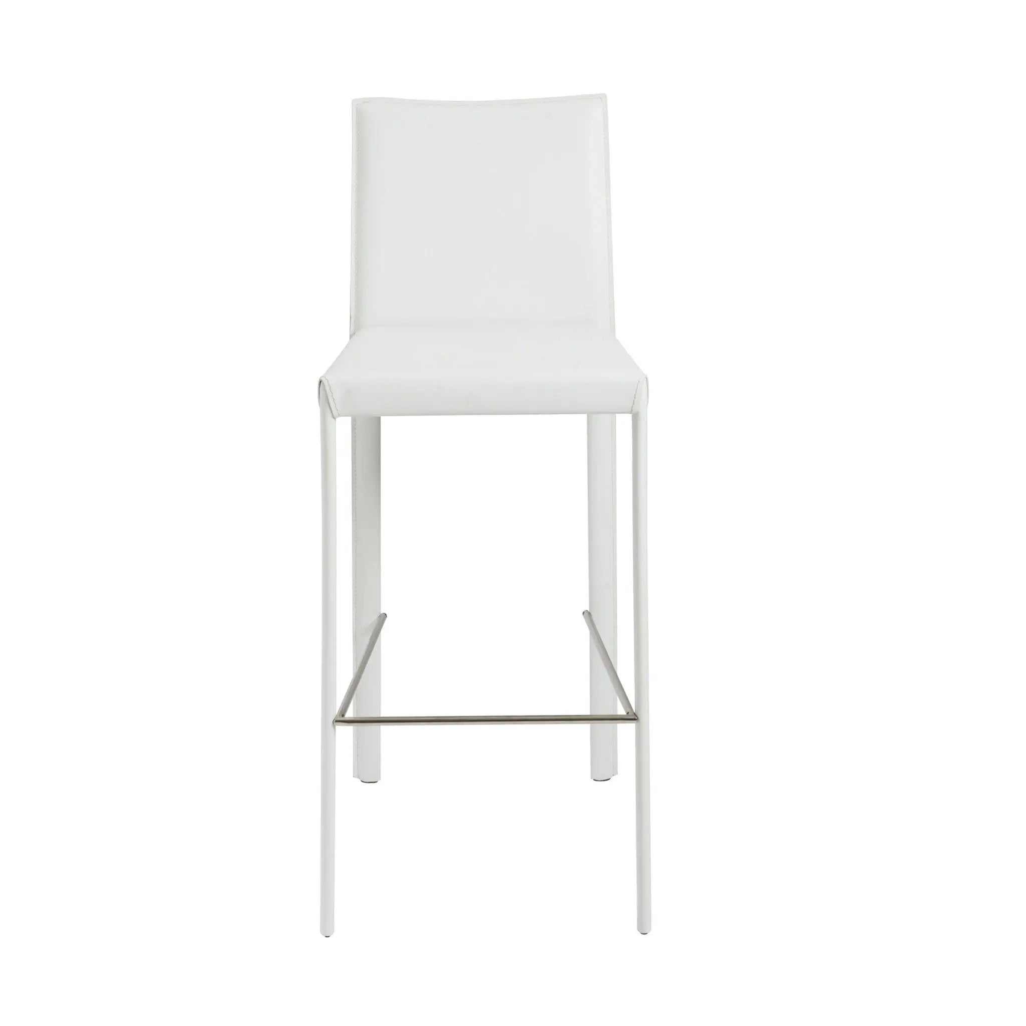 Set of Two 30" White Steel Low Back Bar Height Bar Chairs Homeroots Living Room