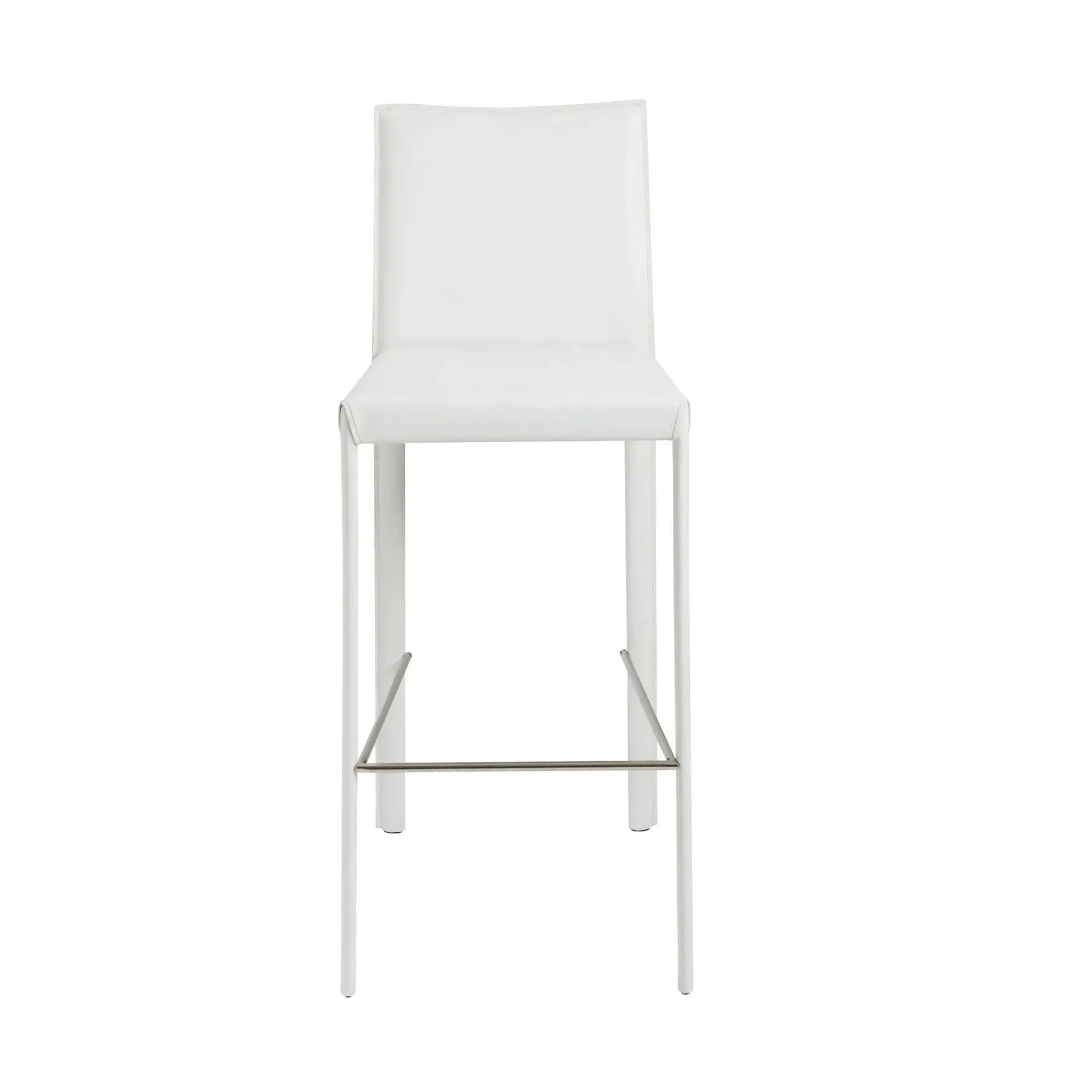 Set of Two 30" White Steel Low Back Bar Height Bar Chairs Homeroots Living Room