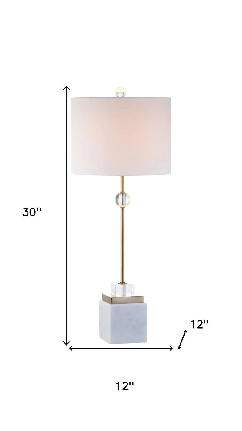 Set of Two 30" White Table Lamps With Drum Shades Homeroots Lighting