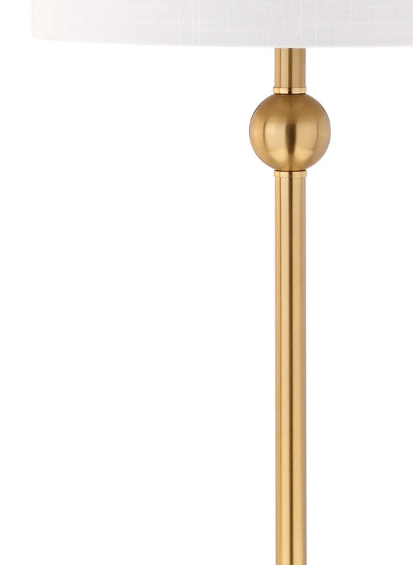 Set of Two 35" Clear And Brass Table Lamps With Drum Shades Homeroots Lighting