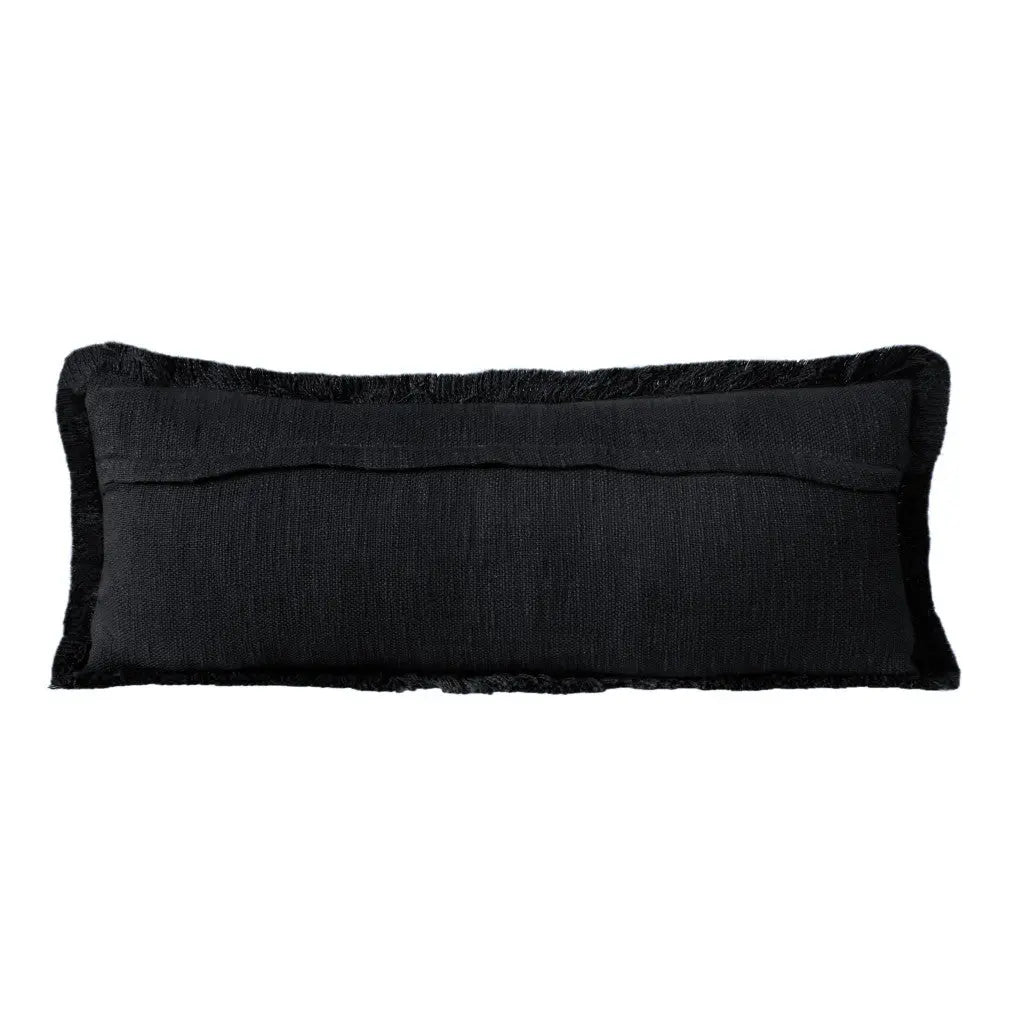 Set of Two 36" X 14" Jet And Black Lumbar Striped Cotton Throw Pillow Covers Homeroots Home Decor