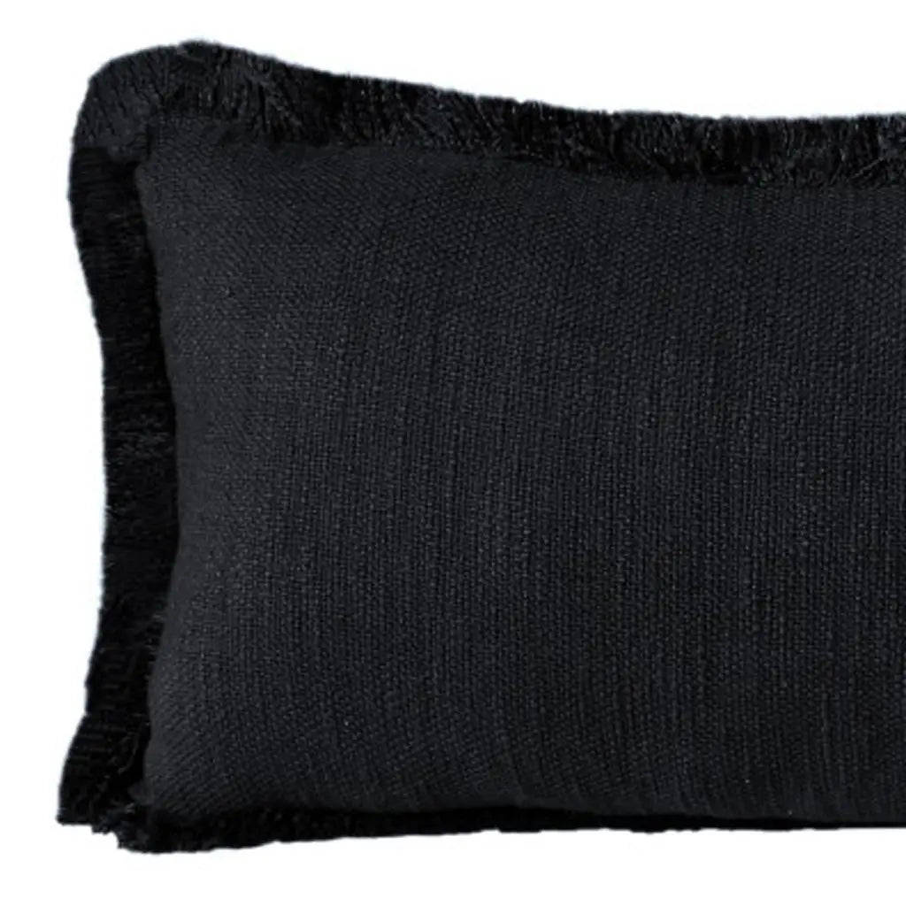 Set of Two 36" X 14" Jet And Black Lumbar Striped Cotton Throw Pillow Covers Homeroots Home Decor