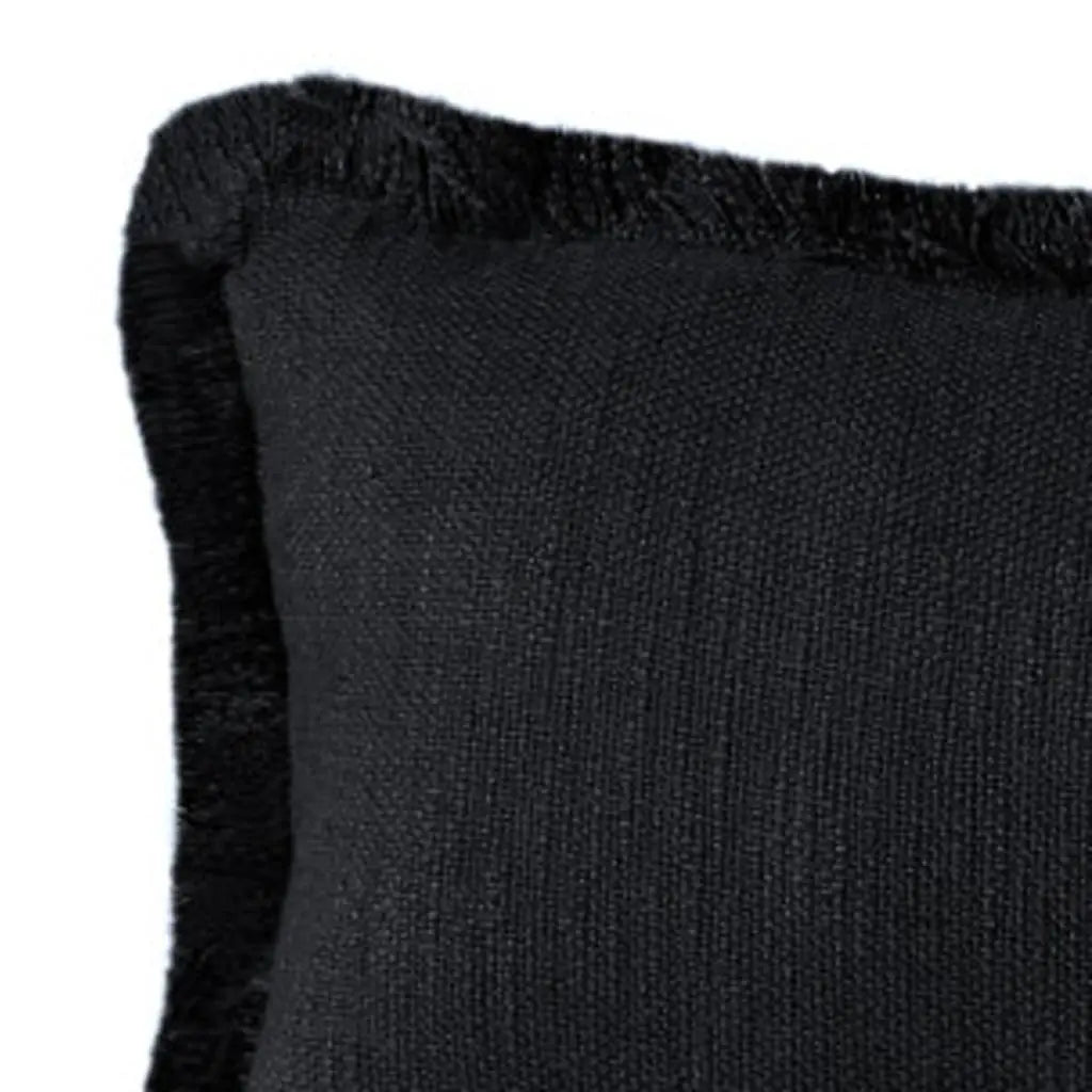 Set of Two 36" X 14" Jet And Black Lumbar Striped Cotton Throw Pillow Covers Homeroots Home Decor