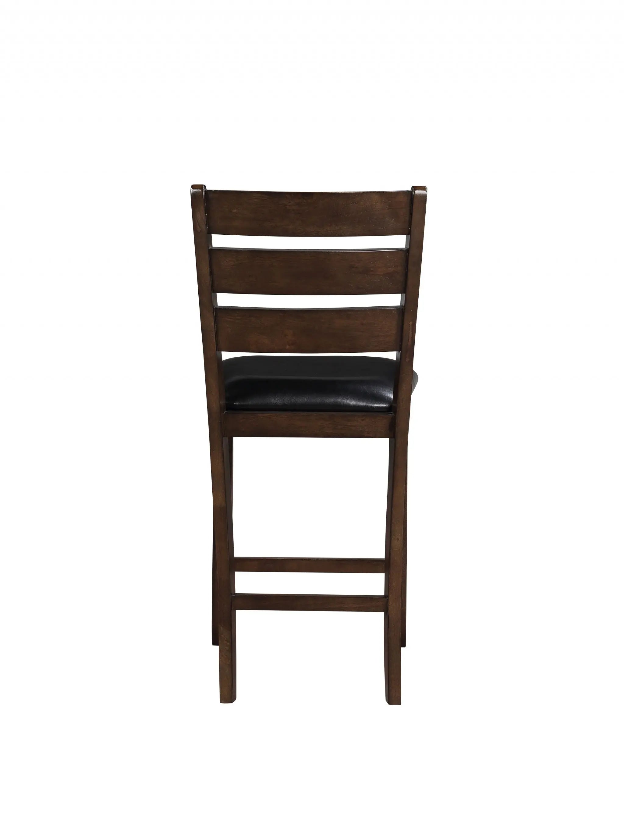 Set of Two 41" Black and Brown Faux Leather and Solid Wood Counter Height Bar Chairs Homeroots Living Room