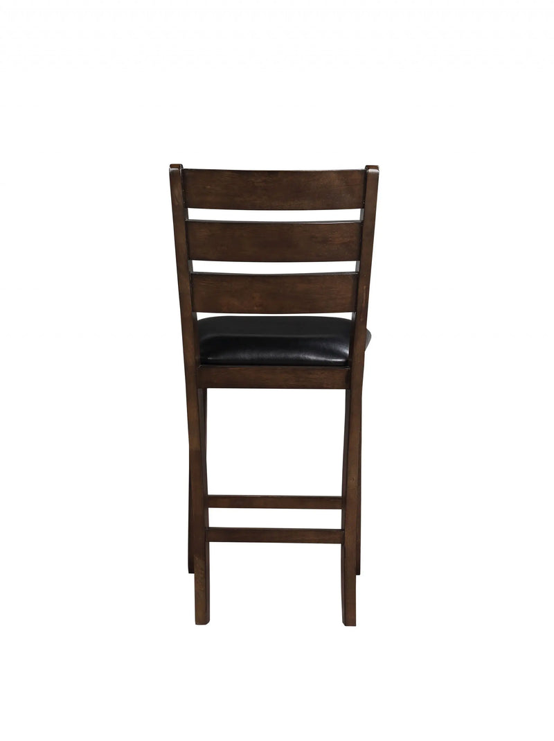 Set of Two 41" Black and Brown Faux Leather and Solid Wood Counter Height Bar Chairs Homeroots Living Room