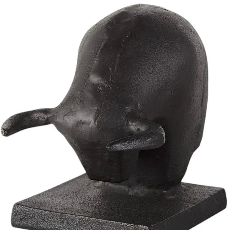 Set of Two 6" Black Metal Bull Decorative Bookends Homeroots Home Decor