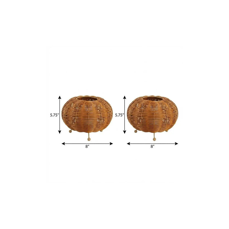 Set of Two 6" Brown Lantern USB Table Lamps With Globe Shades Homeroots Lighting