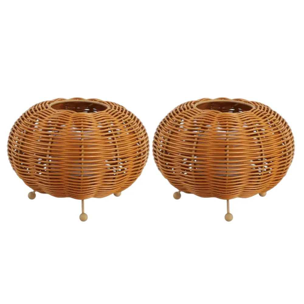 Set of Two 6" Brown Lantern USB Table Lamps With Globe Shades Homeroots Lighting