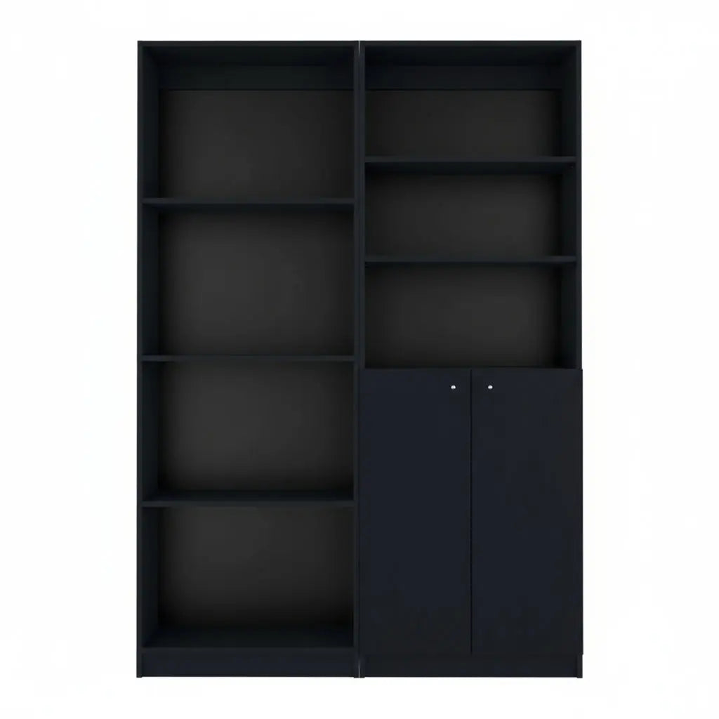 Set of Two 71" Black Bookcase With Two Doors Homeroots Office
