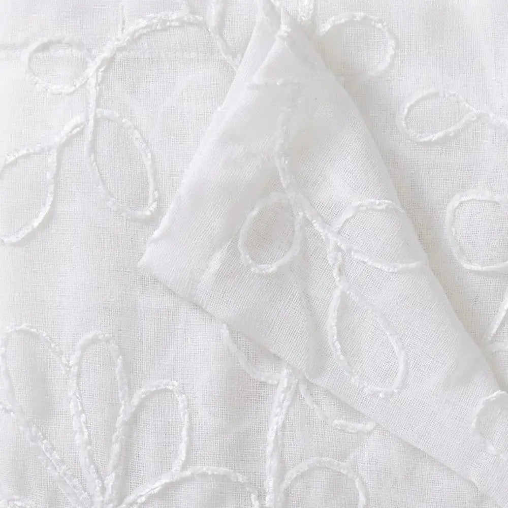 Set of Two 96" White Floral Embroidered Window Panels Homeroots Home Decor