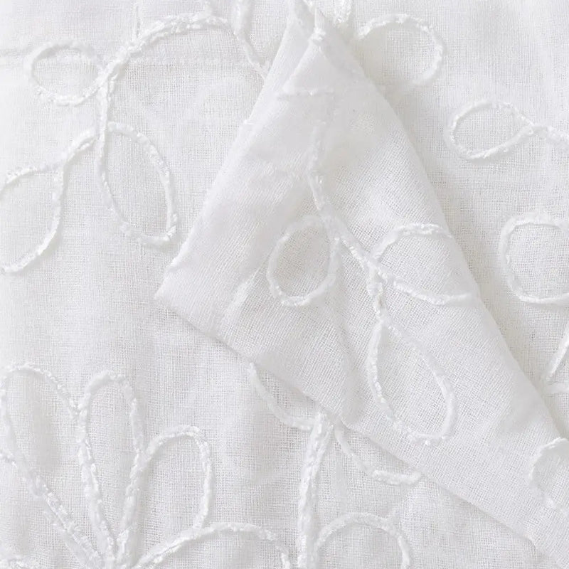 Set of Two 96" White Floral Embroidered Window Panels Homeroots Home Decor