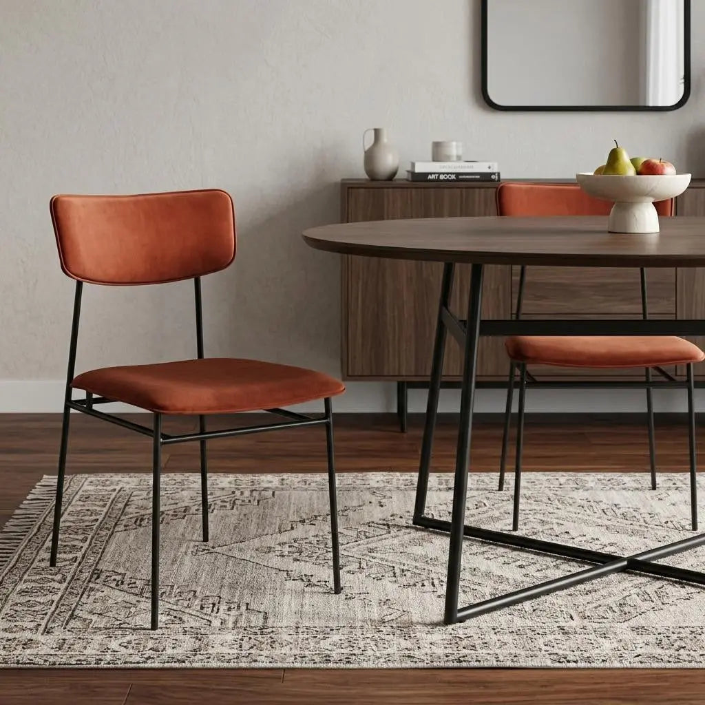 Set of Two Amber and Black Fabric Open Back Dining Side Chairs Homeroots Kitchen & Dining