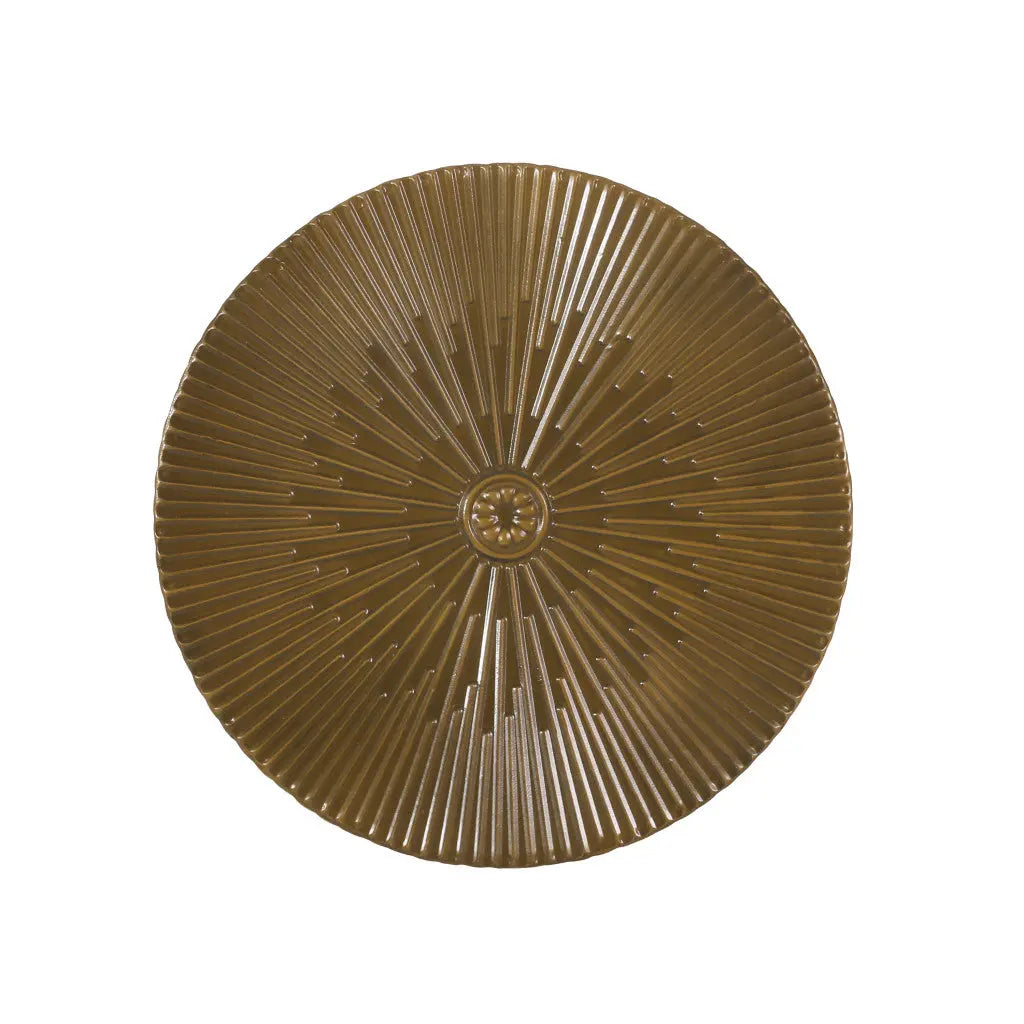 Set of Two Antique Gold Iron Round Drum End Tables Homeroots Living Room