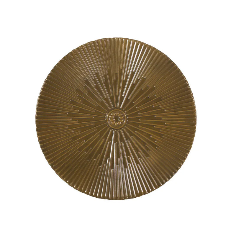 Set of Two Antique Gold Iron Round Drum End Tables Homeroots Living Room