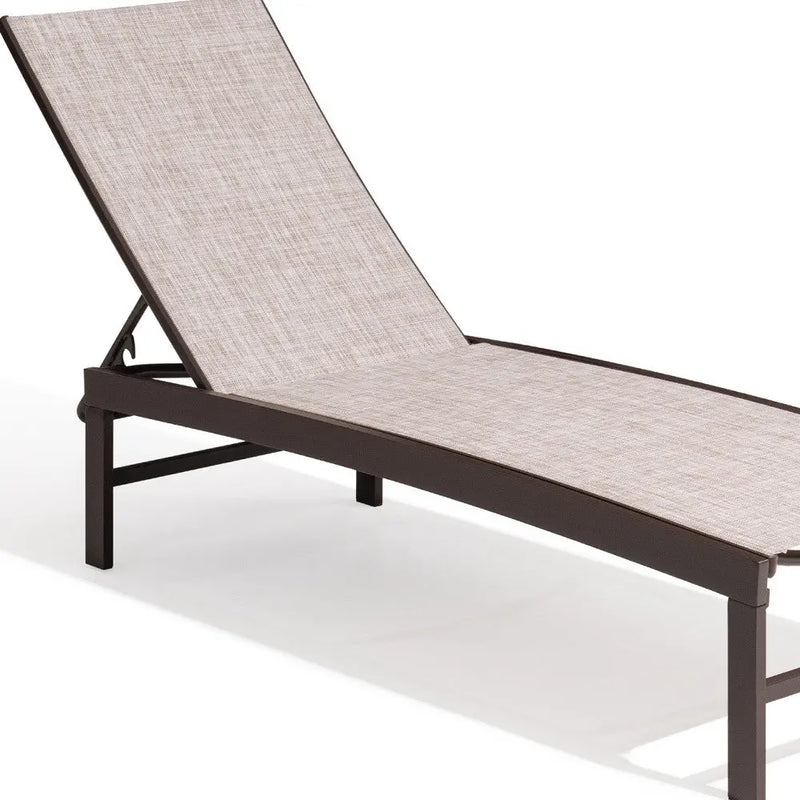 Set of Two Beige Aluminum Five Position Adjustable Outdoor Chaise Lounges Homeroots Outdoor