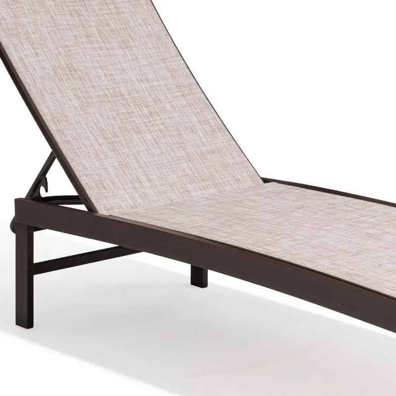 Set of Two Beige Aluminum Five Position Adjustable Outdoor Chaise Lounges Homeroots Outdoor