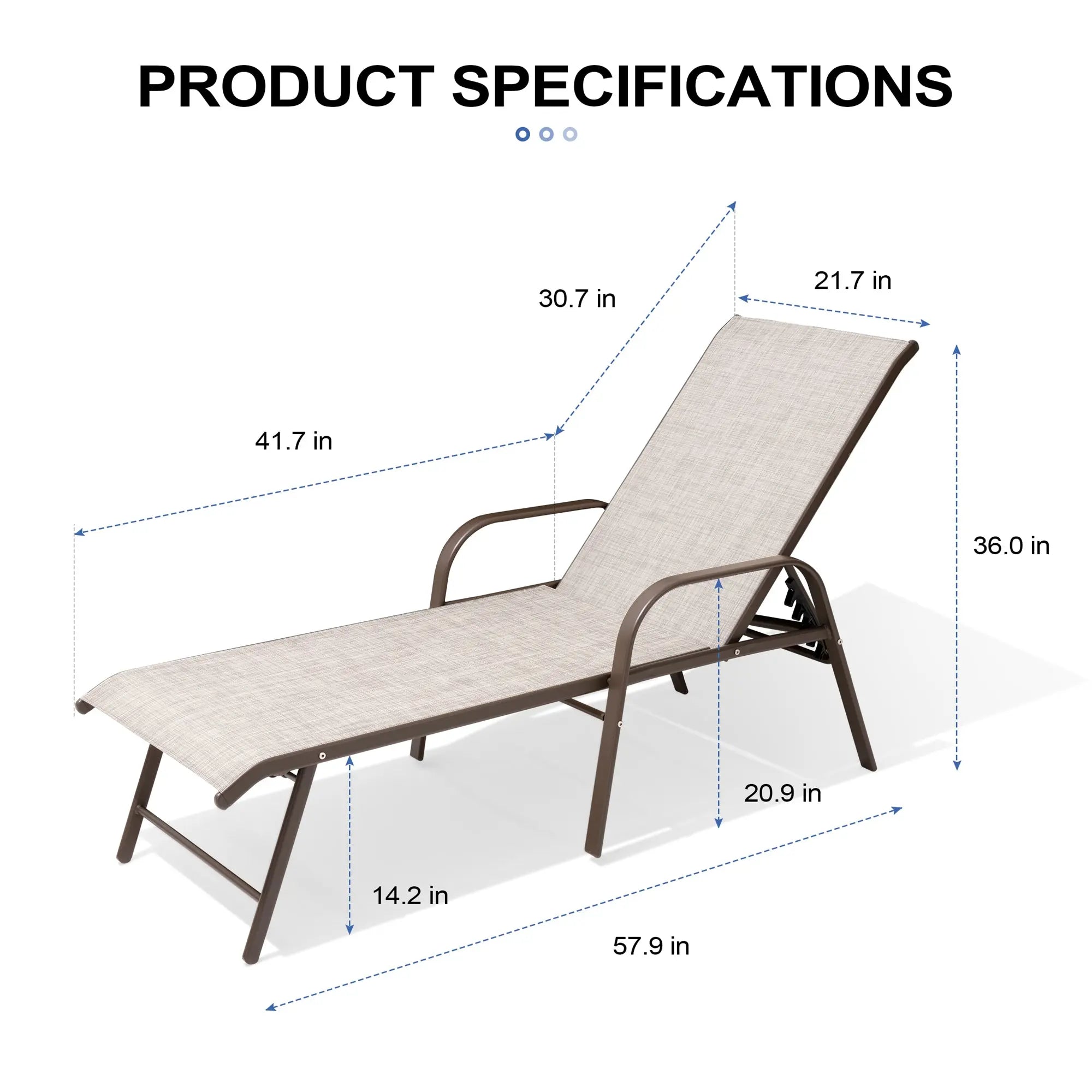 Set of Two Beige Aluminum Six Position Adjustable Outdoor Stacking Chaise Lounges Homeroots Outdoor