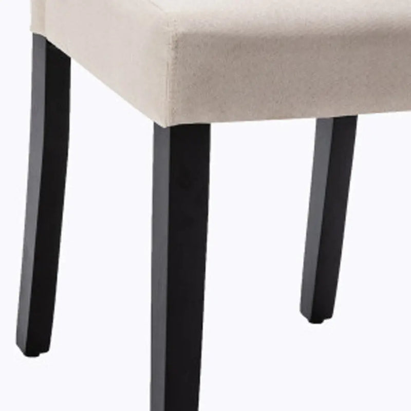 Set of Two Beige And Black Upholstered Polyester Dining Parsons Chairs Homeroots Kitchen & Dining